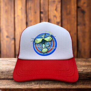 Blues Traveler Mens Trucker Hat Red Vintage Logo 90s Blues Folk Rock Music Cap